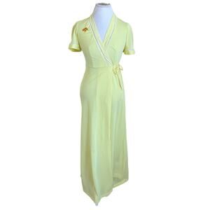 Vintage Feminine Dainty Retro Dress Robe Size‎ S Yellow Fairy Coquette Whimsy